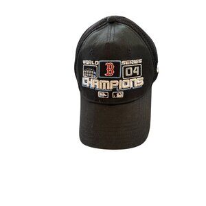 A-Flex Boston Red Sox 2004 World Series Champs Mesh Trucker Cap Black Blue